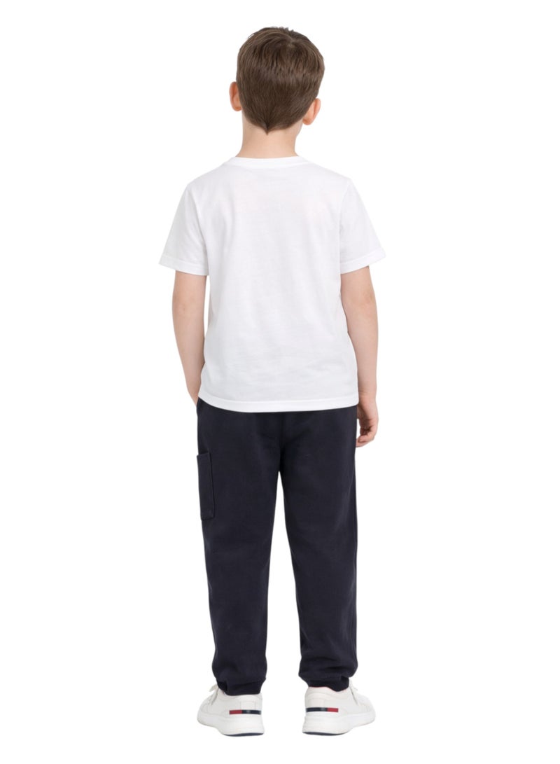 victor and jane Boys Typographic Print T-Shirt & Navy Cargo Joggers Set - Image 4
